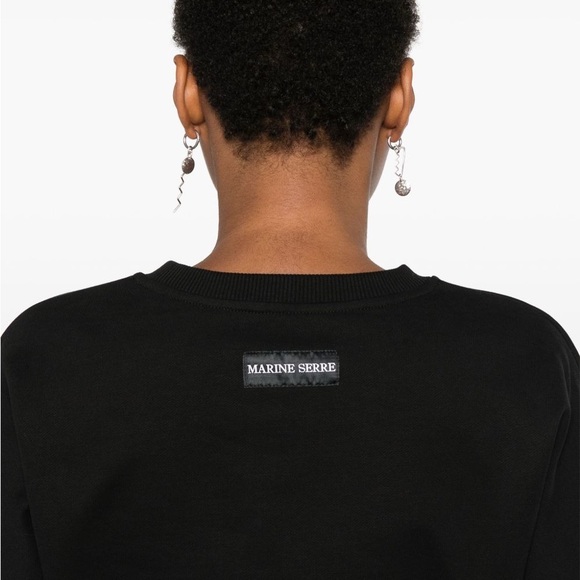 Marine Serre Women's Cropped Sweatshirt Black 99 Size XS - Picture 8 of 15